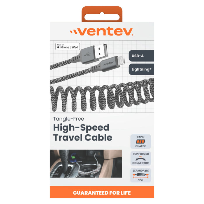 Ventev Helix USB-A to Apple Lightning High Speed Travel 3 Foot Cable Gray