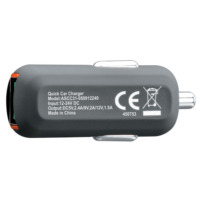 Ventev 24W ULTRAFAST USB-A Universal Mini Car Charger Gray