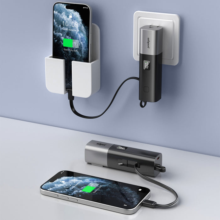 prodigee - Energee PowerBar 2 in 1 Power Bank and Wall Charger 20W - Black