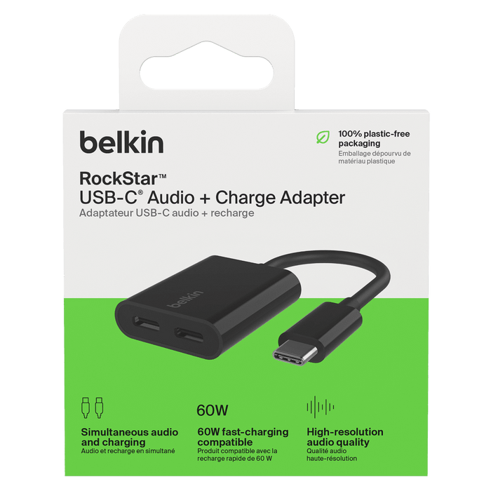 Belkin USB C Audio and Charge Adapter Black