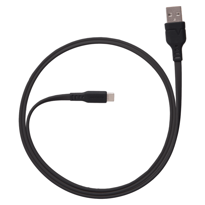 Ventev Chargesync Flat USB A to USB C Cable 3.3ft Black