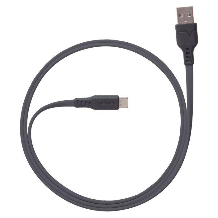 Ventev Chargesync Flat USB A to USB C Cable 3.3ft Gray