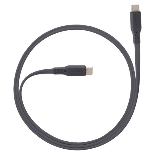 Ventev Chargesync Flat USB C to USB C Cable 3.3ft Grey