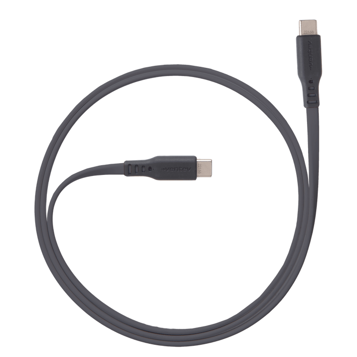 Ventev Flat USB C to USB C High Speed Tangle-Free 3 Foot Cable