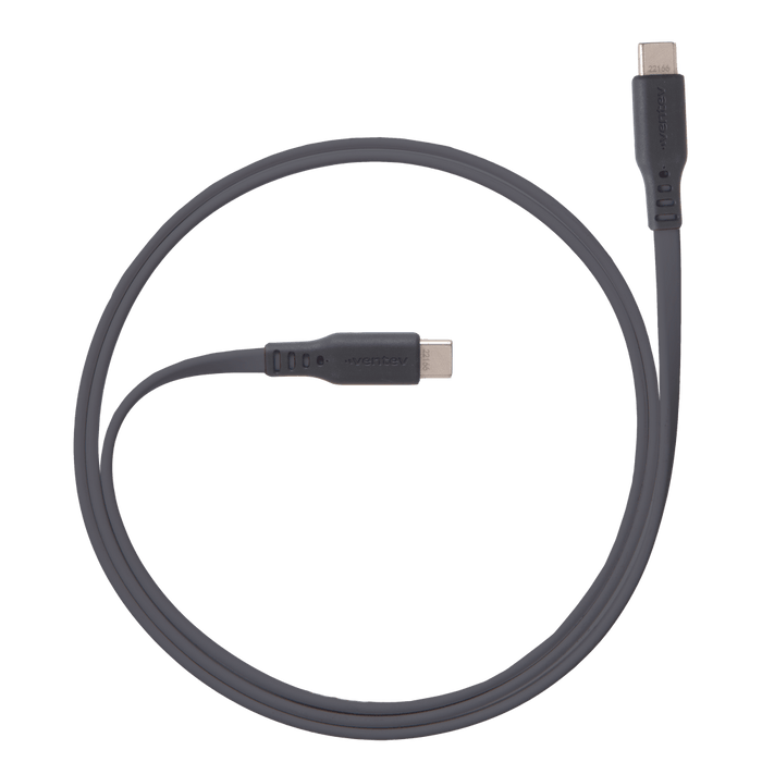 Ventev Chargesync Flat USB C to USB C 3.3ft Gray