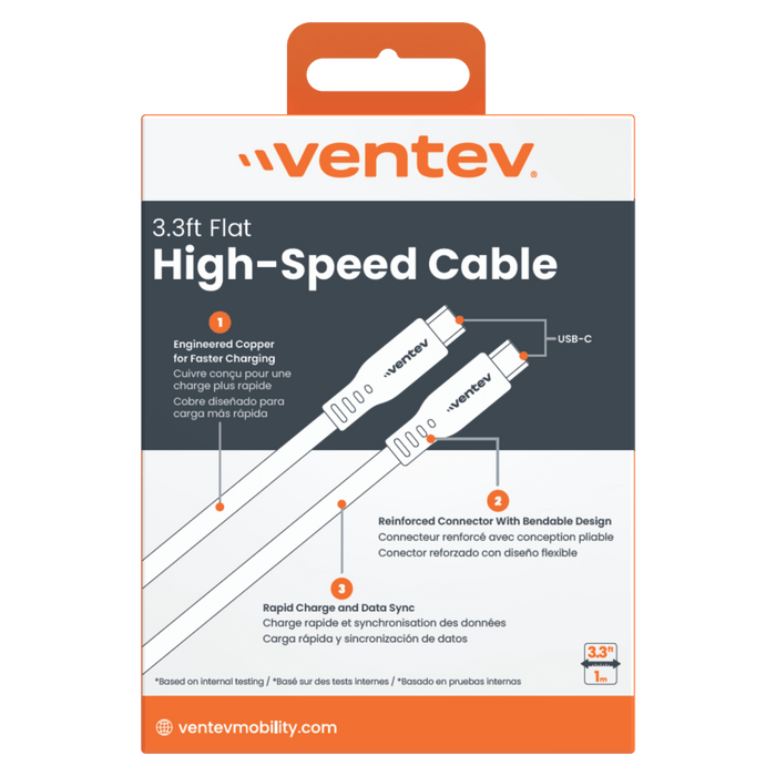 Ventev Chargesync Flat USB C to USB C 3.3ft