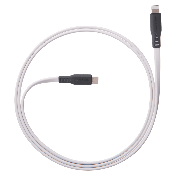 Ventev Chargesync Flat USB C to Apple Lightning Cable 3ft White