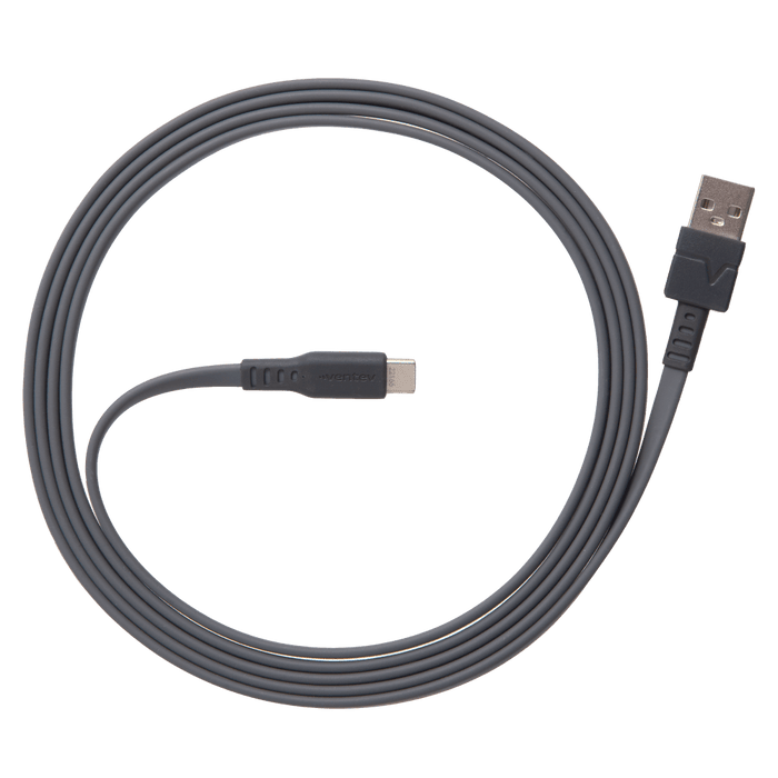 Ventev Chargesync Flat USB A to USB C Cable 6ft Grey