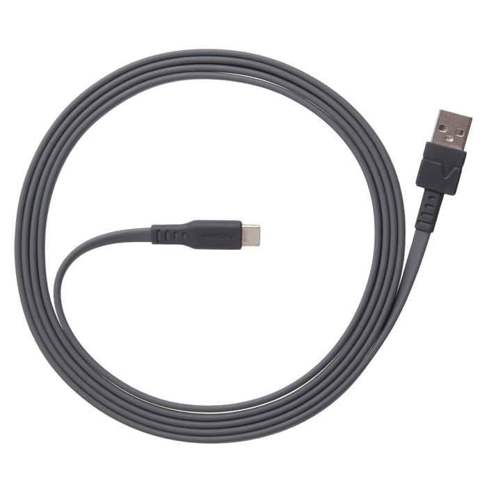 Ventev Chargesync Flat USB A to USB C Cable 6ft Gray