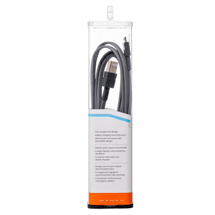 Ventev Chargesync Flat USB A to Micro Cable 6ft Gray