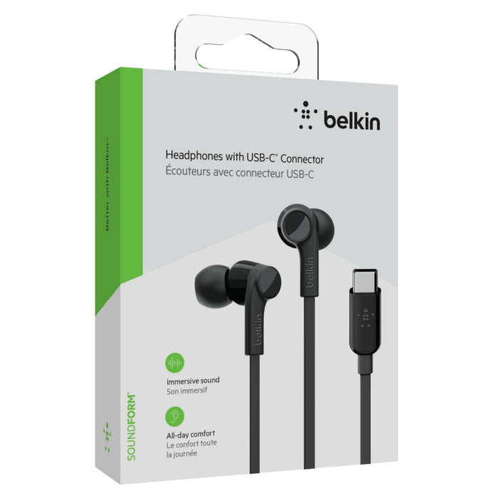 Belkin Soundform USB C In Ear Headphones Black
