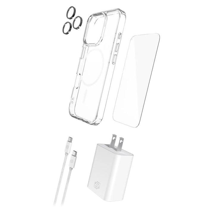 Gadget Guard - 5 in 1 Bundle (includes MagSafe Case/ Camera Lens Protector/ Glass Screen Protector/ 30W Charging Block/ 1.8m Cable) for Apple iPhone 16 Pro - Clear
