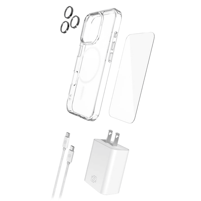 Gadget Guard - 5 in 1 Bundle (includes MagSafe Case/ Camera Lens Protector/ Glass Screen Protector/ 30W Charging Block/ 1.8m Cable) for Apple iPhone 16 Pro - Clear