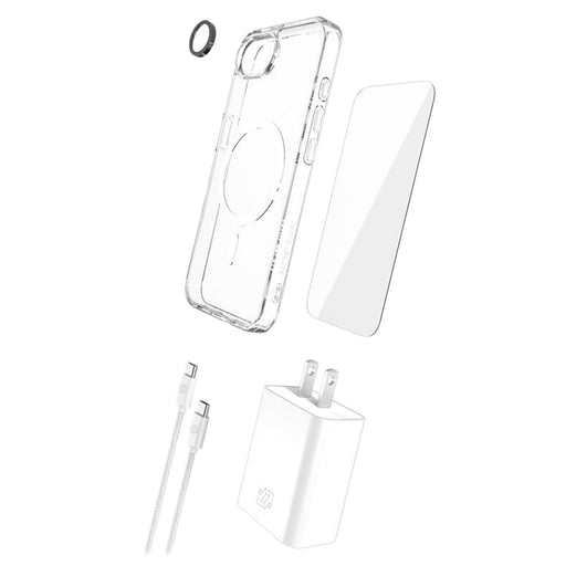 Gadget Guard - 5 in 1 Bundle (includes Case  /  Camera Lens Protector /  Glass Screen Protector  /  30W Charging Block /  6ft Cable) for Apple iPhone 17e / iPhone 16e - Clear