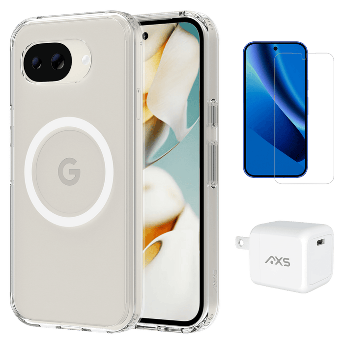AXS - Starter Kit (Includes Ultra Clear Case, Screen Protector and 30W Charger) for Google Pixel 10a - Clear