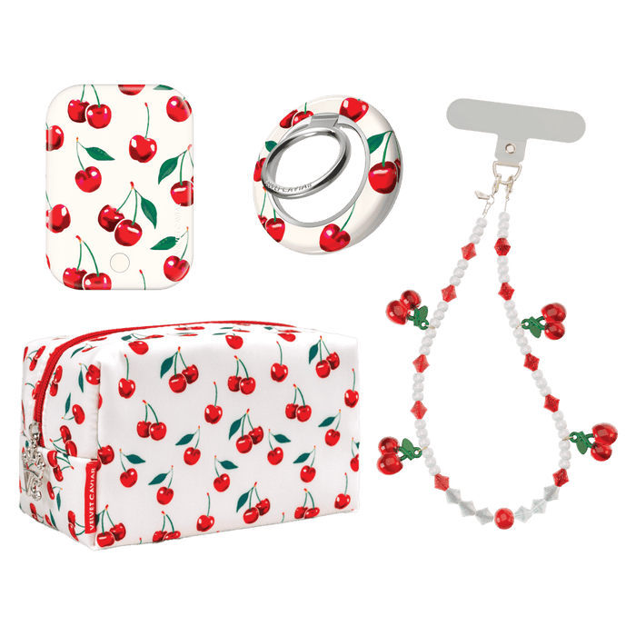 Velvet Caviar Phone Accessories Gift Set includes Charm, Battery Pack, Grip Ring and Travel Bag Multi-Color