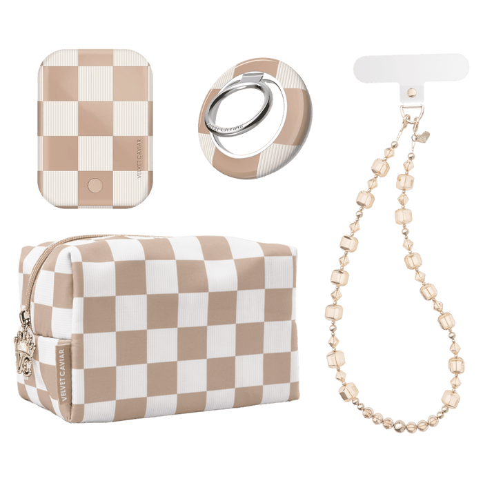 VELVET CAVIAR Phone Accessories Gift Set includes Charm, Battery Pack, Grip Ring and Travel Bag