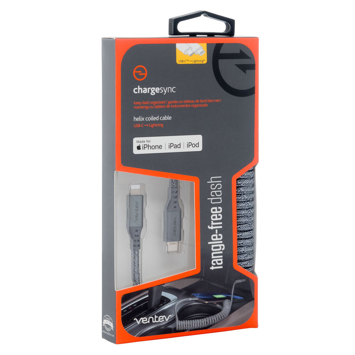 Ventev Helix USB-C to Apple Lightning High Speed Travel 3 Foot Cable Gray