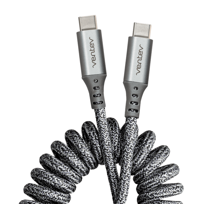 Ventev Helix USB-C to USB-C High Speed Travel 3 Foot Cable Gray