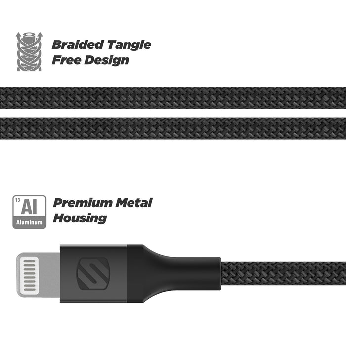 Scosche Braided Apple Lightning to 3.5mm Aux Cable 4ft Gray