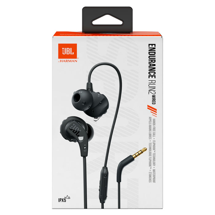 JBL Endurance Run 2 Waterproof Wired Sports In-Ear Headphones Black