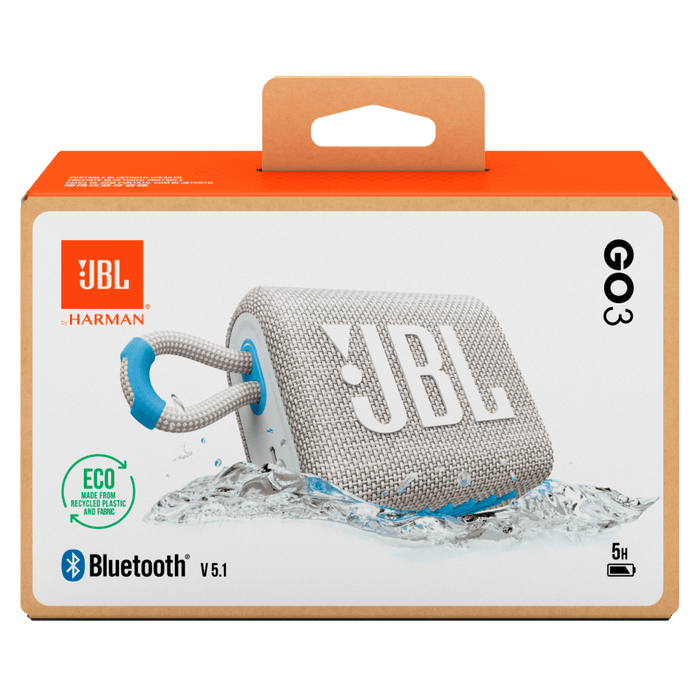 JBL Go 3 Eco Waterproof Bluetooth Speaker Cloud White