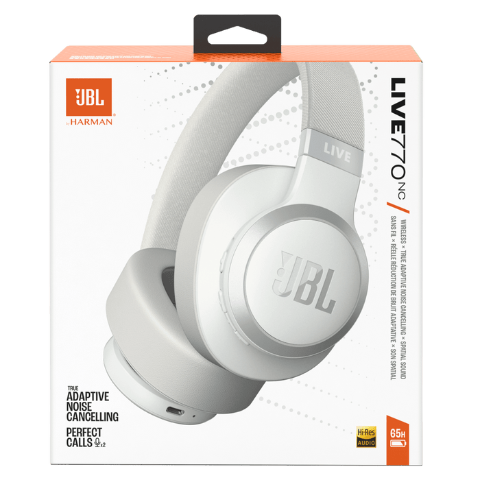 JBL Live 770NC Bluetooth Over Ear Headphones White