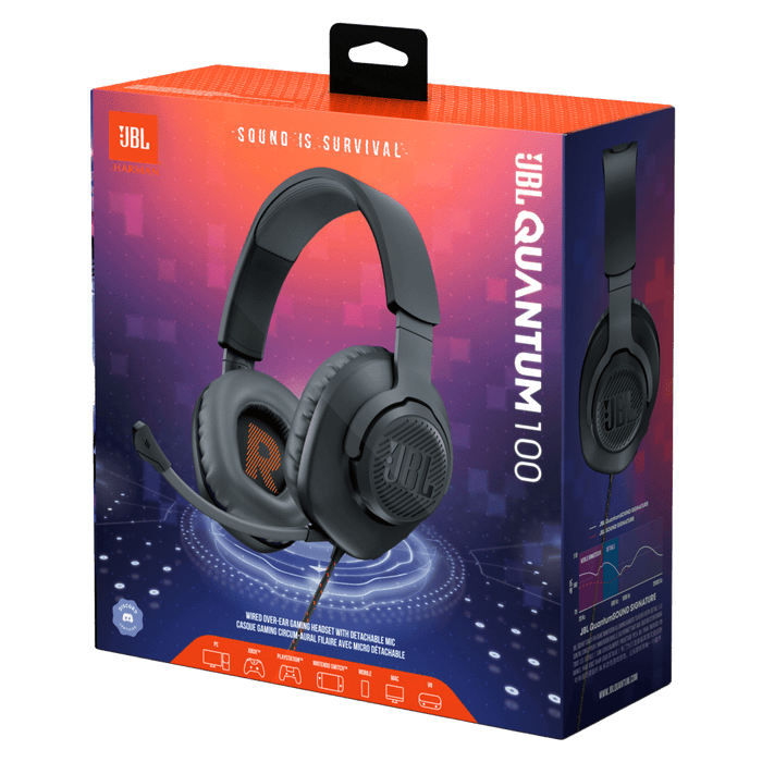JBL Quantum 100 Wired Over Ear Gaming Headset Black