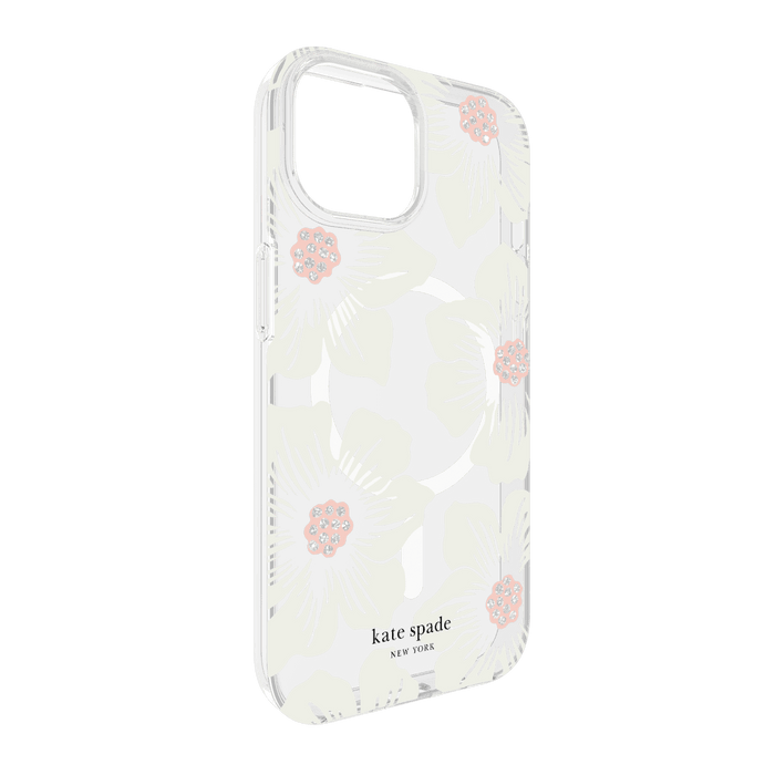 Kate Spade New York Protective Hardshell MagSafe Case for Apple iPhone 15 / iPhone 14 / iPhone 13 Hollyhock Cream