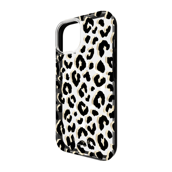 Kate Spade New York Protective Hardshell MagSafe Case for Apple iPhone 15 / iPhone 14 / iPhone 13 City Leopard Black