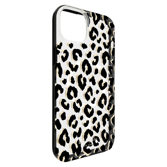 Kate Spade New York Protective Hardshell MagSafe Case for Apple iPhone 15 Plus City Leopard Black
