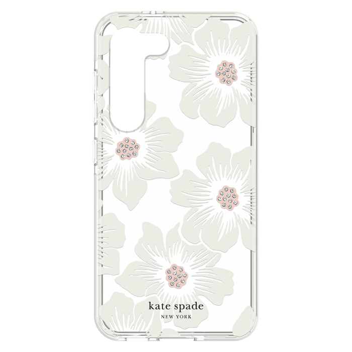 Kate Spade New York Defensive Hardshell Case for Samsung Galaxy S23 Hollyhock Floral Clear