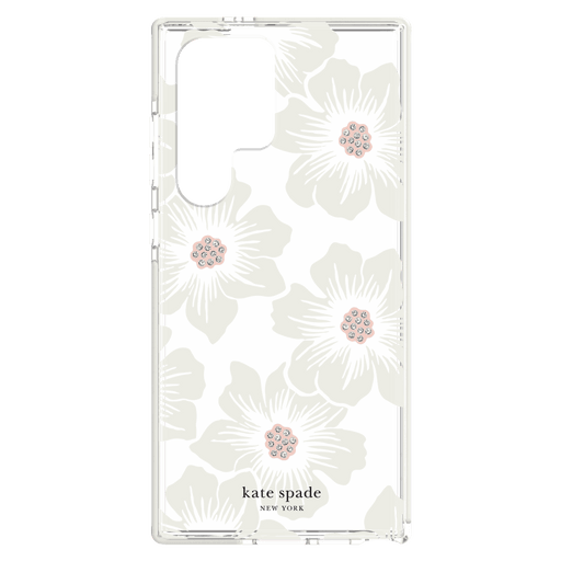 Kate Spade New York Defensive Hardshell Case for Samsung Galaxy S23 Ultra Hollyhock Floral Clear