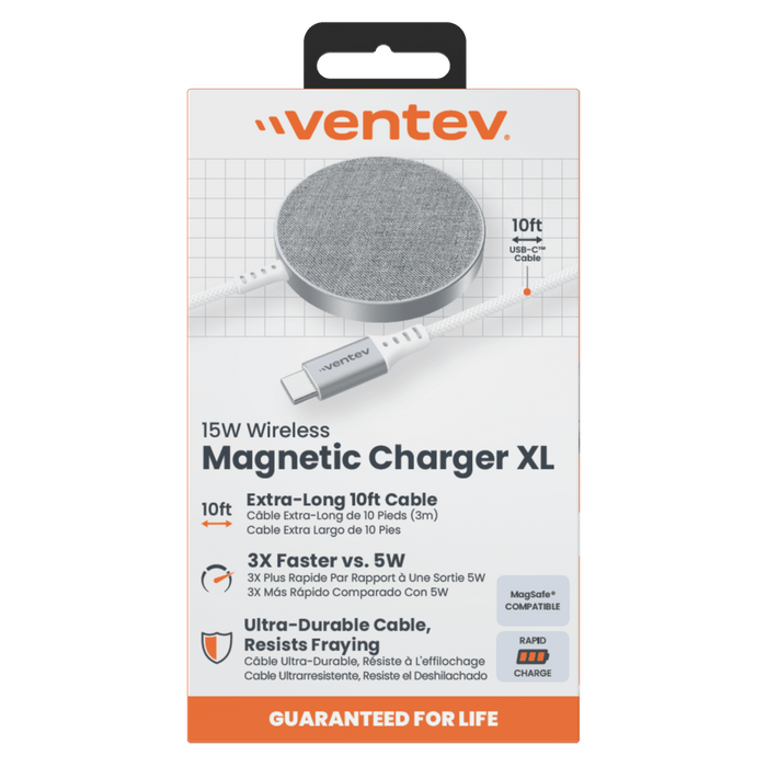 Ventev 10ft Alloy 15W Wireless Magnetic Charger