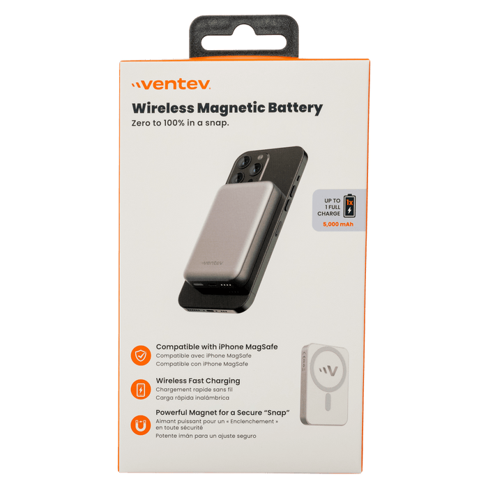 Ventev Portable Magnetic Battery 5,000 mAh Gray