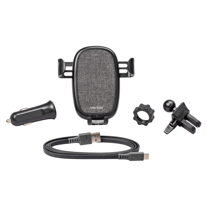 Ventev 10W ULTRAFAST Wireless Car Charger with Vent Mount and USB-A to USB-C Cable Black