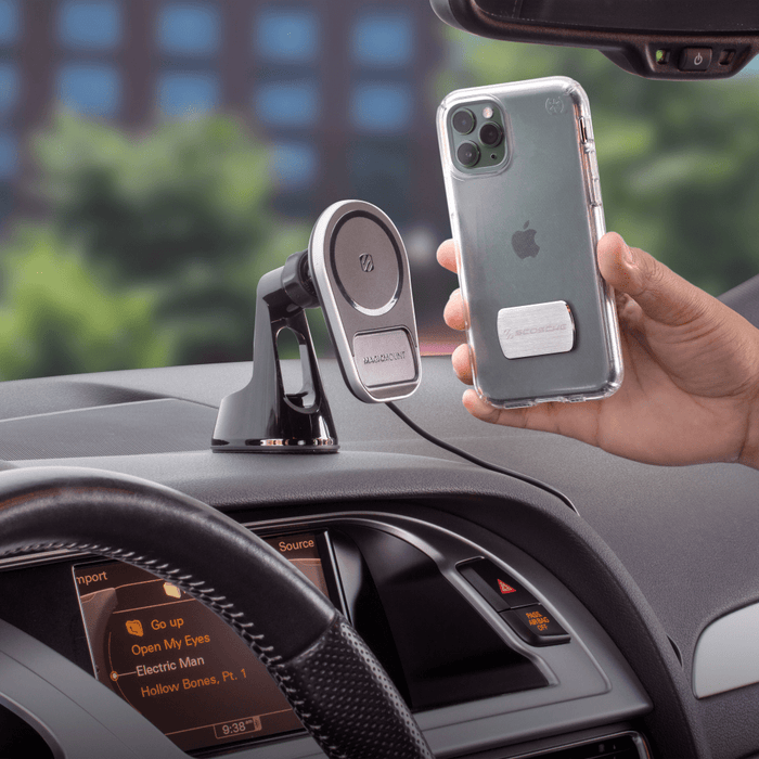 Scosche MagicMount Pro Charge5 Wireless Charging Dash / Window Mount Black and Silver