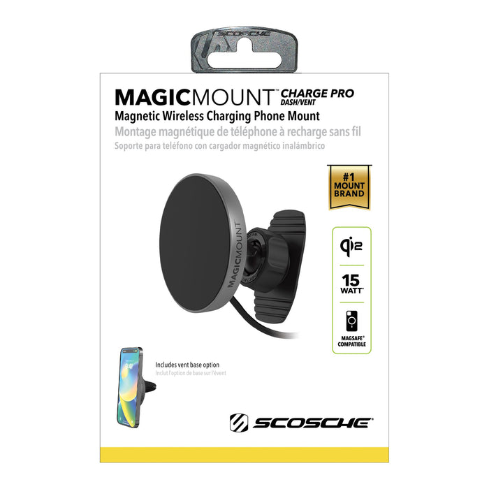 Scosche MagicMount Pro Qi2 Wireless Charger Dash/Vent Mount Black