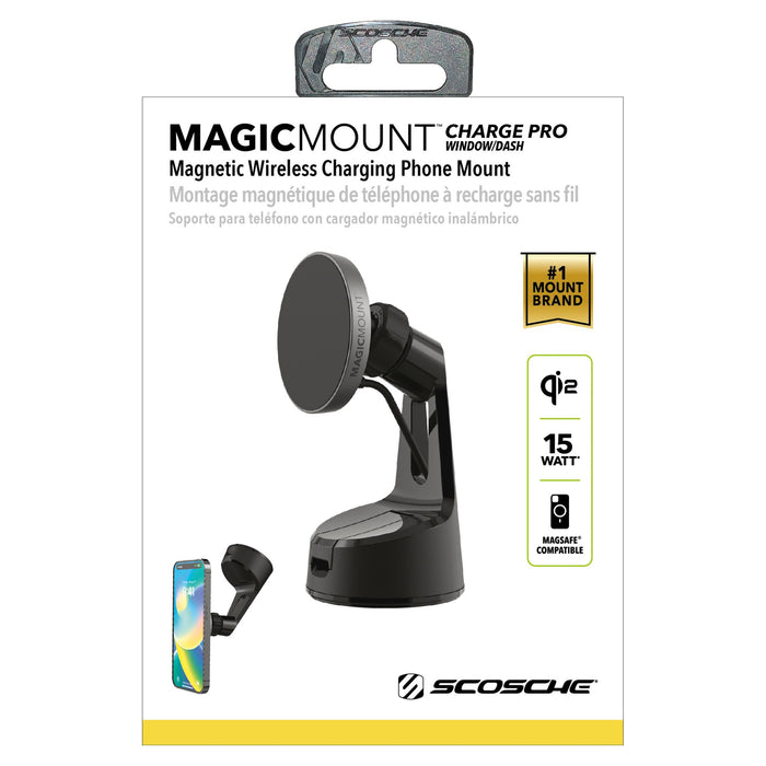 Scosche MagicMount Pro Qi2 Wireless Charger Window/Dash Mount Black