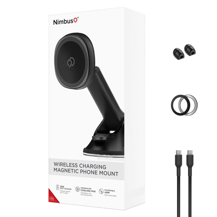 Nimbus9 Wireless Charging Magnetic Suction Cup Phone Mount Black