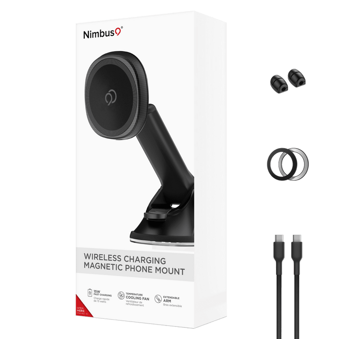 Nimbus9 Wireless Charging Magnetic Suction Cup Phone Mount Black