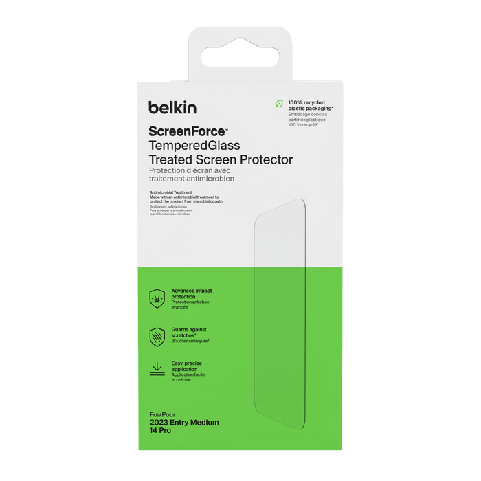Belkin Glass Screen Protector with EZ Tray for Apple iPhone 15 Clear