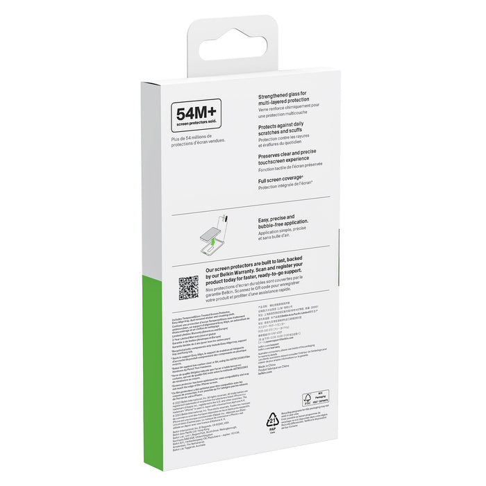 Belkin Glass Screen Protector with EZ Tray for Apple iPhone 15 Pro Max Clear