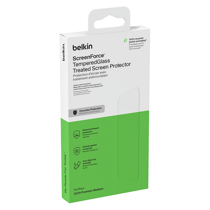 Belkin Glass Screen Protector with EZ Tray for Apple iPhone 16 Pro