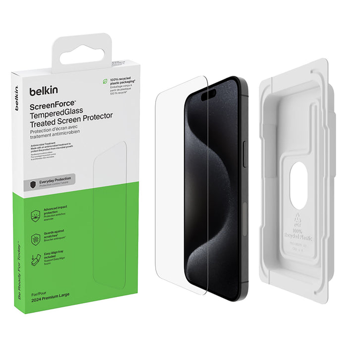 Belkin ScreenForce TemperedGlass Treated Screen Protector for Apple iPhone 16 Pro Max Clear