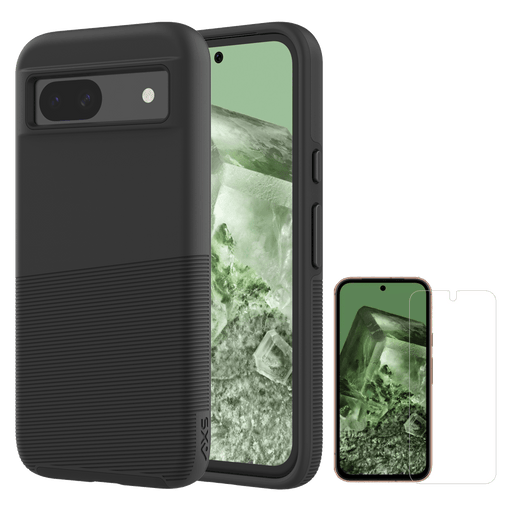 AXS PROTech Plus Case and ARMORGlass Screen Protector for Google Pixel 8a Black