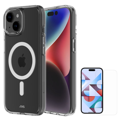 AXS ULTRA CLEAR MagSafe Case and Glass Screen Protector for Apple iPhone 15