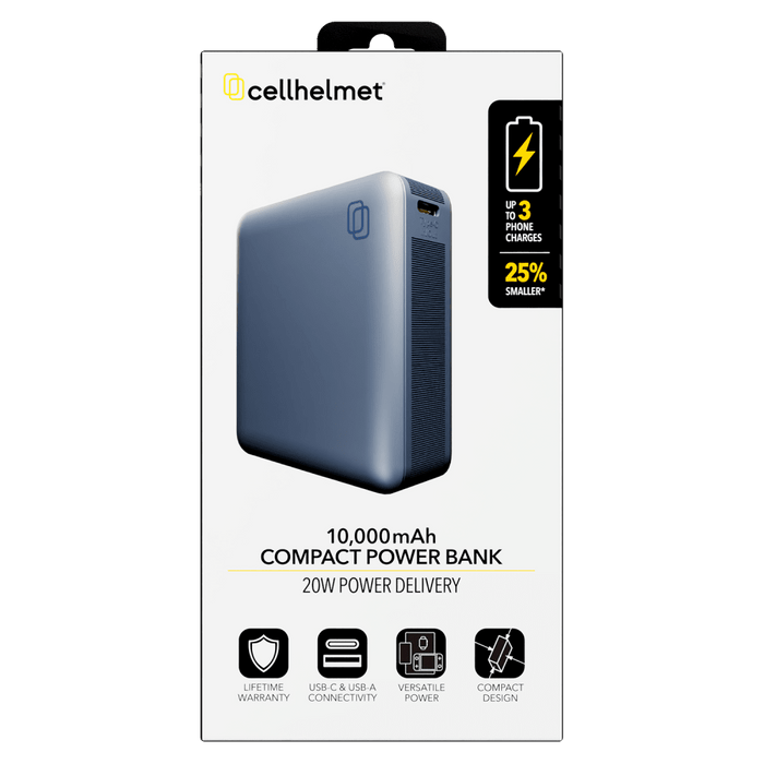 Cellhelmet USB Type C and USB Type A 22.5W Power Bank 10,000 mAh Black