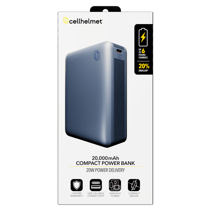 Cellhelmet USB Type C and USB Type A 22.5W Power Bank 20,000 mAh Black