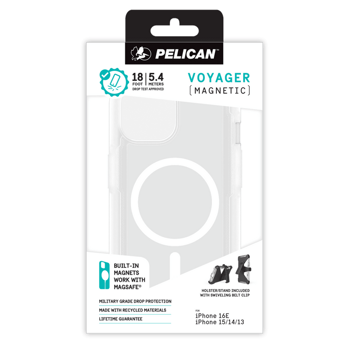 Pelican Voyager MagSafe Case with Holster for Apple iPhone 16e / iPhone 15 / iPhone 14 / iPhone 13